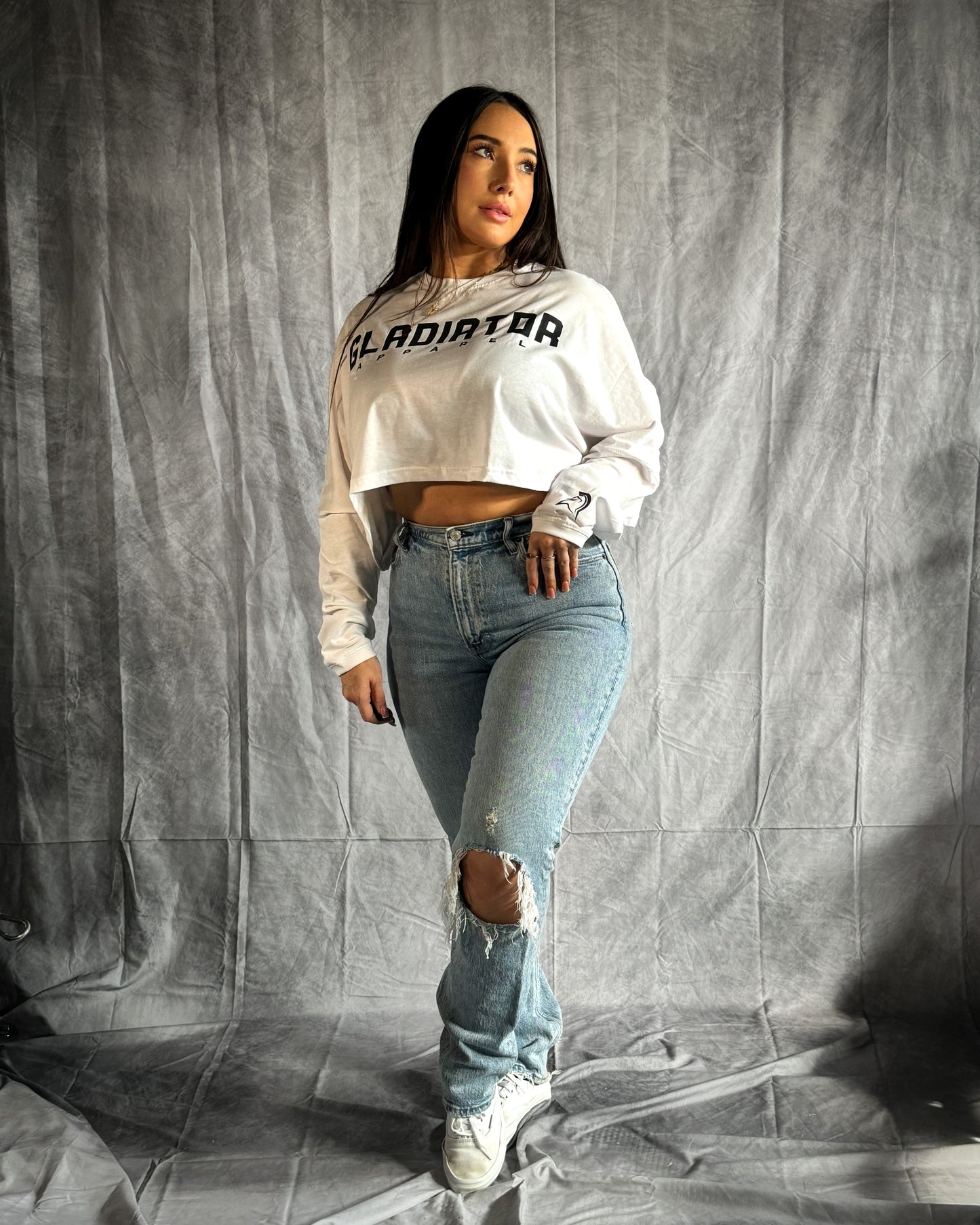 CROP LONG SLEEVE WHITE