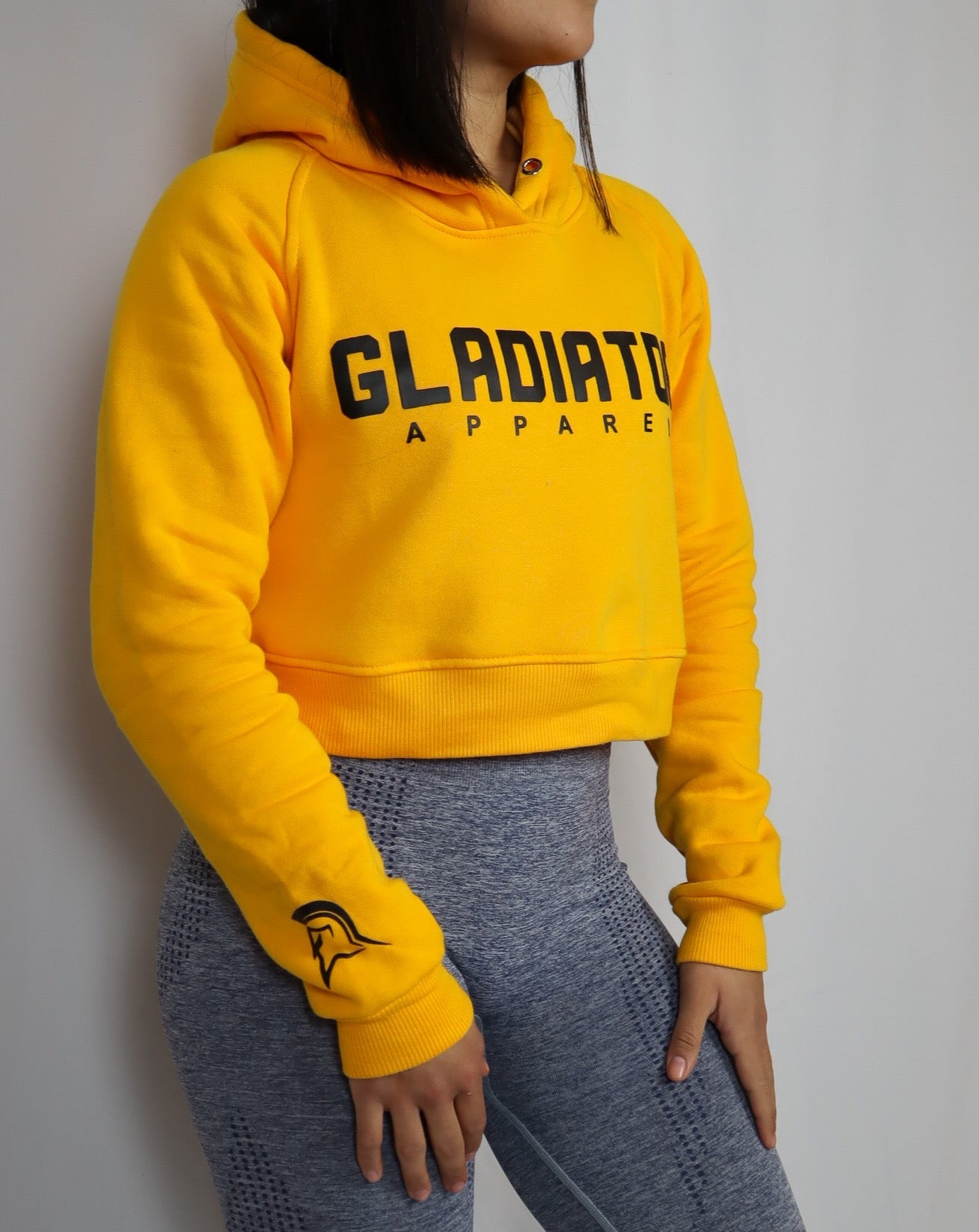 YELLOW CROP TOP HOODIE
