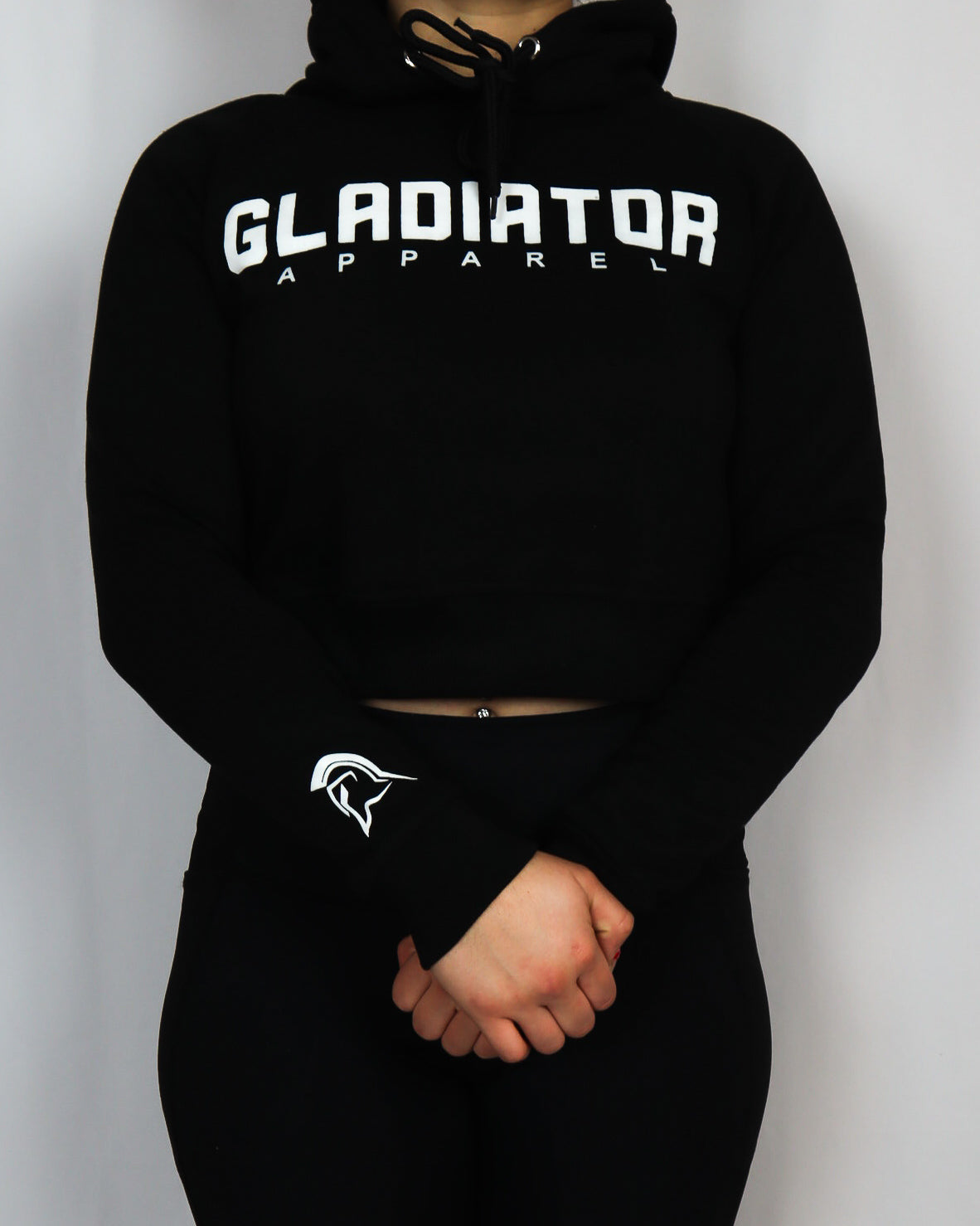 BLACK LETTER CROP TOP HOODIES