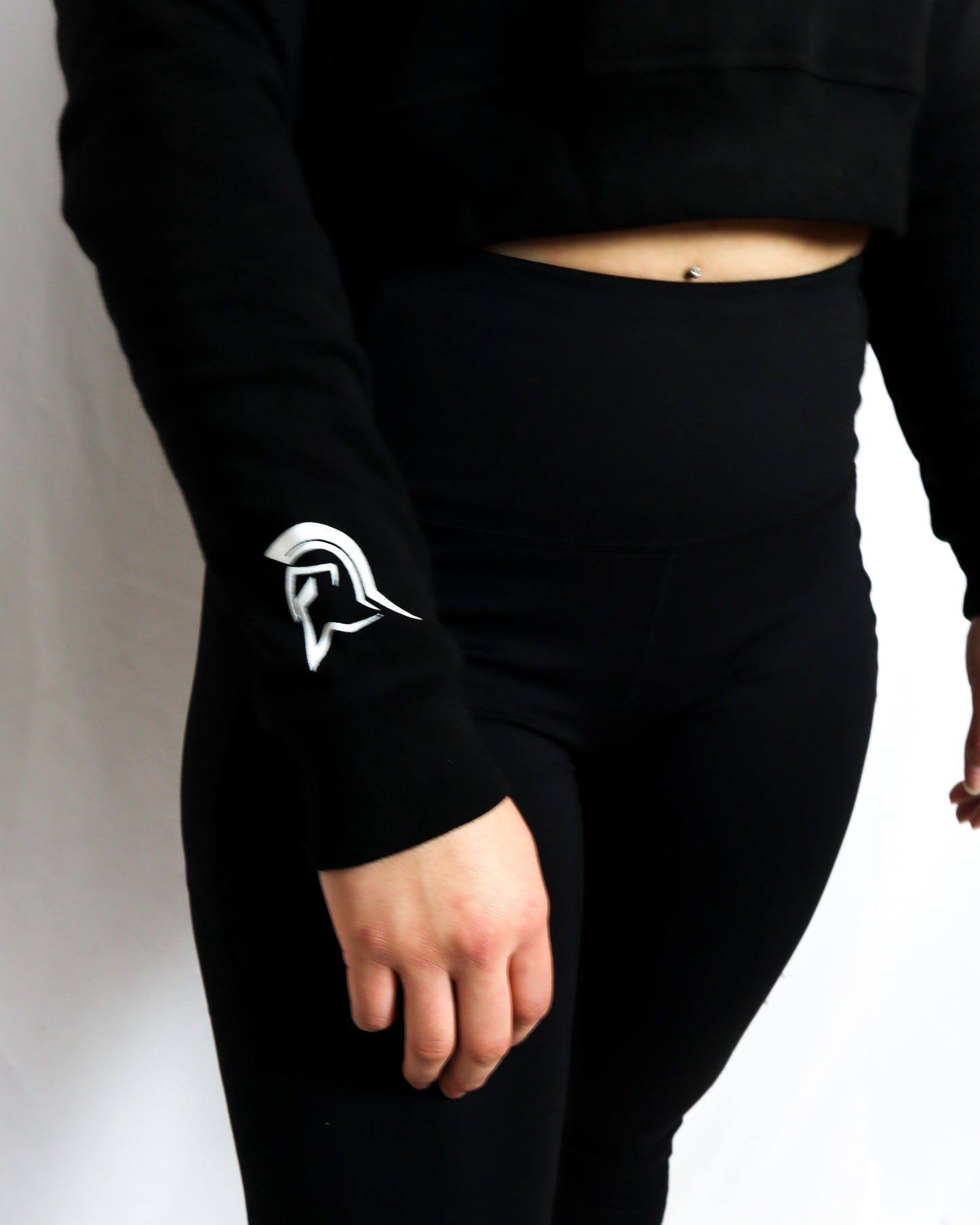 BLACK LETTER CROP TOP HOODIES
