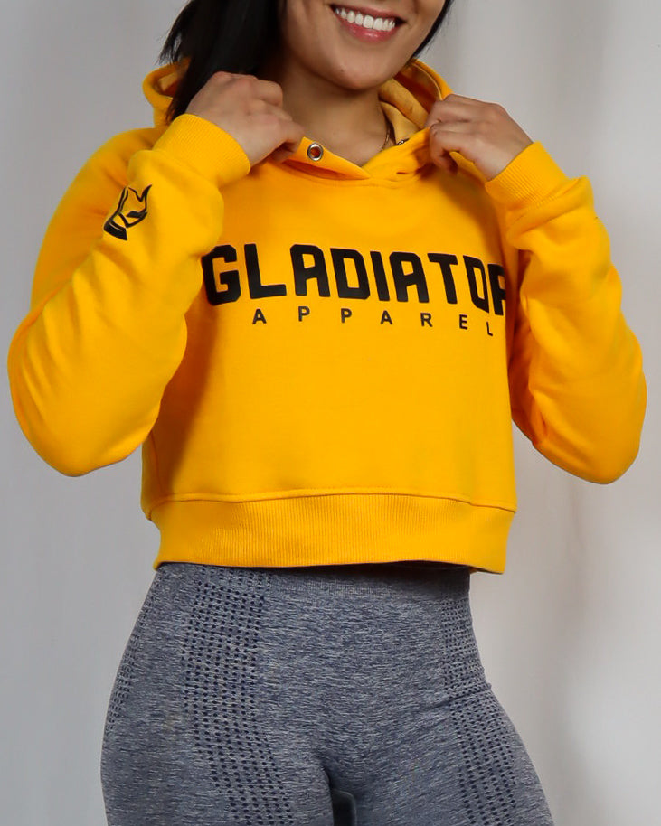 YELLOW CROP TOP HOODIE