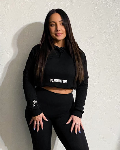 BLACK CROP TOP HOODIES