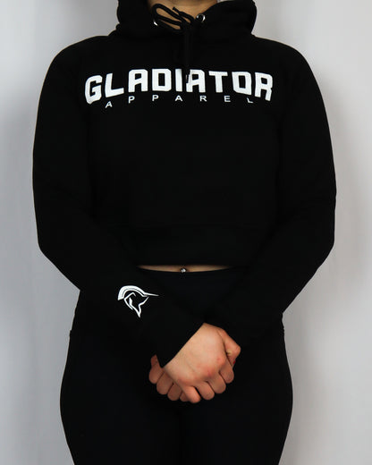 BLACK LETTER  CROP TOP HOODIES