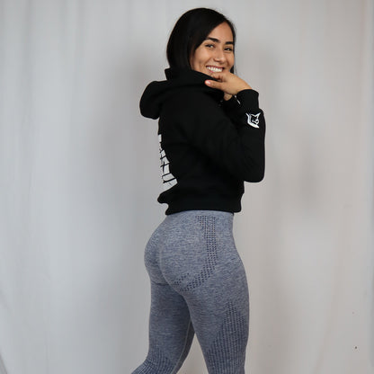 BLACK LETTER  CROP TOP HOODIES