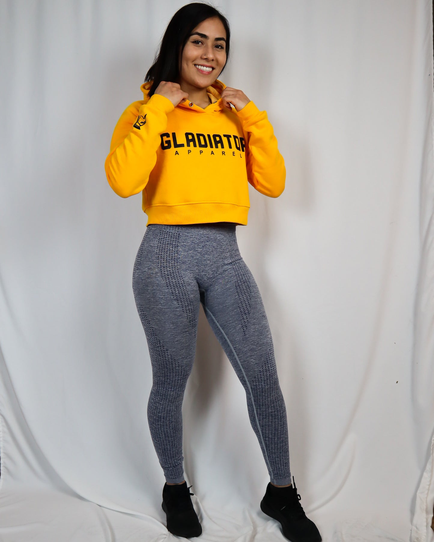 YELLOW CROP TOP HOODIE